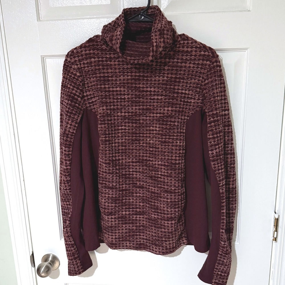 Nike Pro‎ Hyperwarm Funnel Neck Top 2X Burgundy Textured Thermal Long Sleeve